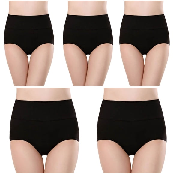 Cameland Culottes en Coton Taille Haute pour Femmes, Couvrance Totale, Culottes pour Dames 5 Pcs, Grande Taille, Culottes Extensibles Confortables
