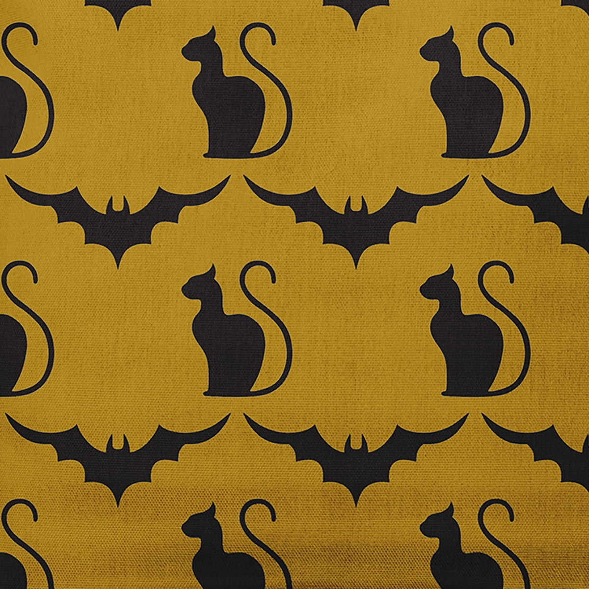 Simply Daisy 16" x 16" Cats and Bats Decorative Throw Pillow, Autumn Gold
