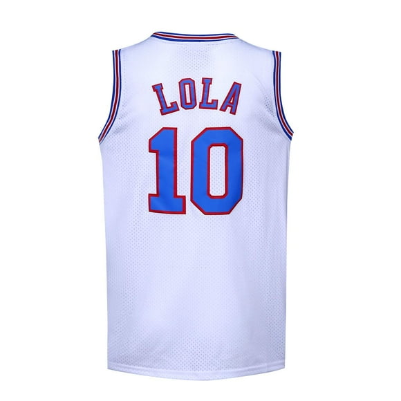 Youth Basketball Jerseys #10 Lola Space Shirts for Boys/Girls (White, Youth Small)