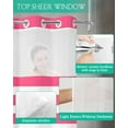 thumbnail image 4 of No Hook Shower Curtain with Snap-in Liner, Pink Striped Waterproof Fabric Bathroom Curtains, Modern Simple Monochrome Geometric White Bath Curtains & Mesh Top Window 72"x96" Extra Long, 4 of 6
