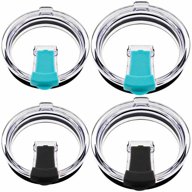Couvercles pour Gobelets de 30 oz et 20 oz, Compatibles avec YETI Rambler, Ozark Trail, Old Style Rtic et Plus, Ensemble de 4 Couvercles Anti-Éclaboussures et Résistants aux Éclaboussures pour Gobelets Gobelets (2 Noirs, 2 Bleus)
