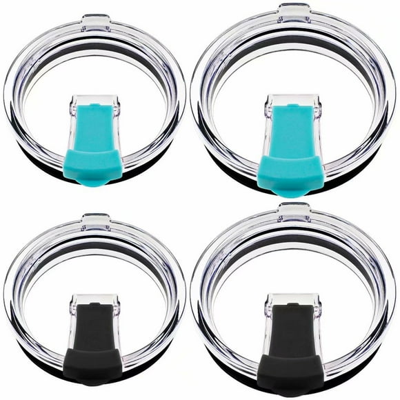 30 oz and 20 oz Tumbler Lids,Fits for YETI Rambler, Ozark Trail, Old Style Rtic and More,4 Pack Spill- proof Splash Resistant Lids Covers for Tumblers Cups(2 Black,2 Blue)