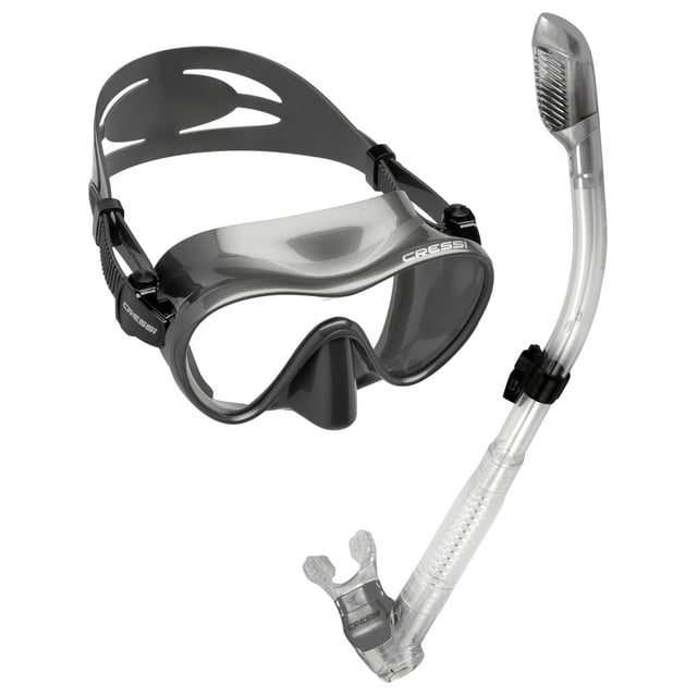Combo Adulto Máscara & Tubo CRESSI F1 Frameless & Supernova Dry Gris