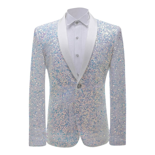 TIMIFIS Blazer à Paillettes Brillant pour Homme, Veste de Complet à un Bouton, Revers Mode, Blazer de Soirée et de Bal
