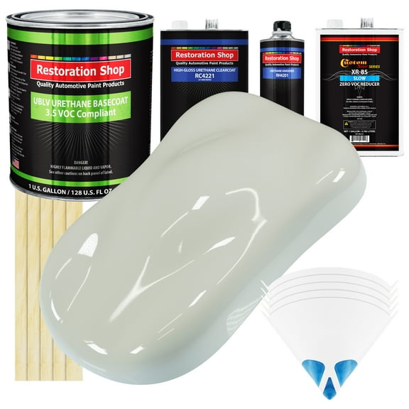 Arctic White Low VOC SLOW Gallon Auto Car Paint Kit URETHANE BASECOAT Clearcoat