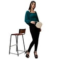 thumbnail image 6 of Globus Women Teal Square Neck Puff Sleeves Smocked Peplum Georgette Top, 6 of 6