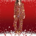 thumbnail image 2 of successthop Button Down Pajamas Women Bling Print Long Sleeve Lapel Sleepwear and Pj Pant Print Nightwear with Pockets, 2 of 7