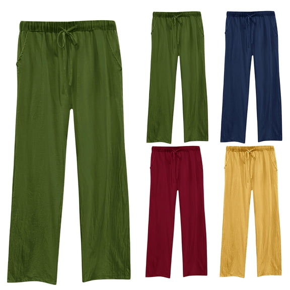 HVOBTTY Women's Fall Straight Leg Long Trousers Loose Comfortable with Drawstring Waist Pants
