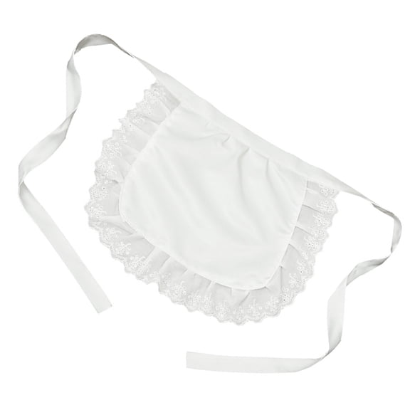 Ruffled White Aprons Women Waist Aprons Maid Cosplay Costume Half Apron Maid Cosplay Apron, Cooking Waist Apron