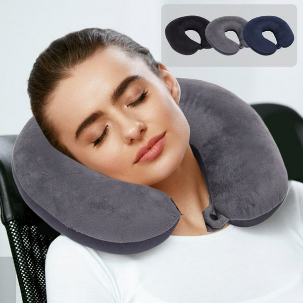 Xihbxyly Almohada Cervical de Viaje, Soporte Ergonómico de 360°, Diseño de Espuma Suave, Cómoda Forma de U, Fácil de Inflar, Alivio Del Dolor de Cuello, Ideal para Siestas Al Aire Libre, Oficina, Via