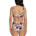thumbnail image 3 of Rocae Rose Flowers for Bikini Set for Women Two Piece Sexy High Swimsuits Split Crossover Bikini XX-Large, 3 of 9