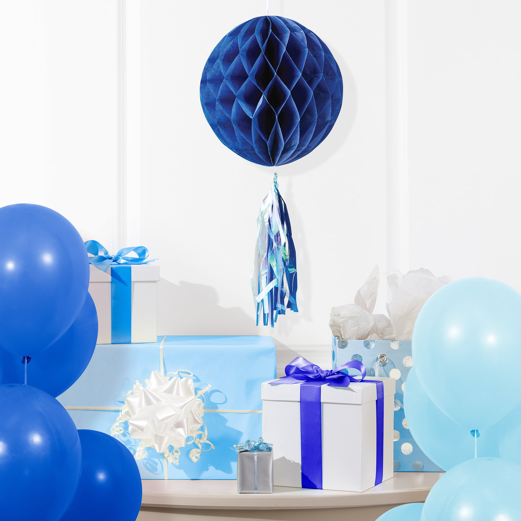 Dark Blue Honeycomb Ball Party Decoration, 10", by Way to Celebrate