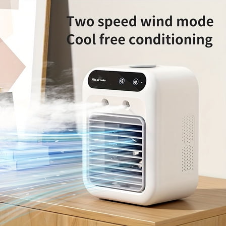 HPQ Portable Air Cooler Fan With Humidifier, Dual-Speed Mode, Personal Space Evaporative Air Conditioner, Suitable For Home And Office Use.