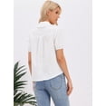 thumbnail image 3 of DARING DIVA Women's Short Sleeve Cotton Blouse Peter Pan Collar Crochet Panel Top XS White, 3 of 6