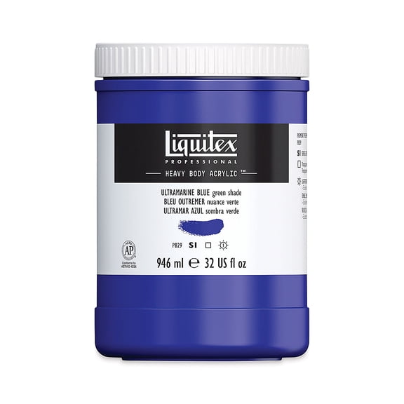 Liquitex Heavy Body Artist Acrylics - Ultramarine Blue (Green Shade), 32 oz Jar