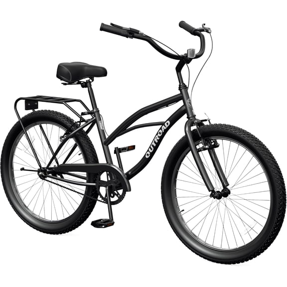 Marknig 26" Cruiser Bike, 1-Speed Beach & City Cruiser Bicycle for Adult Women and Men with Rear Rack, Black