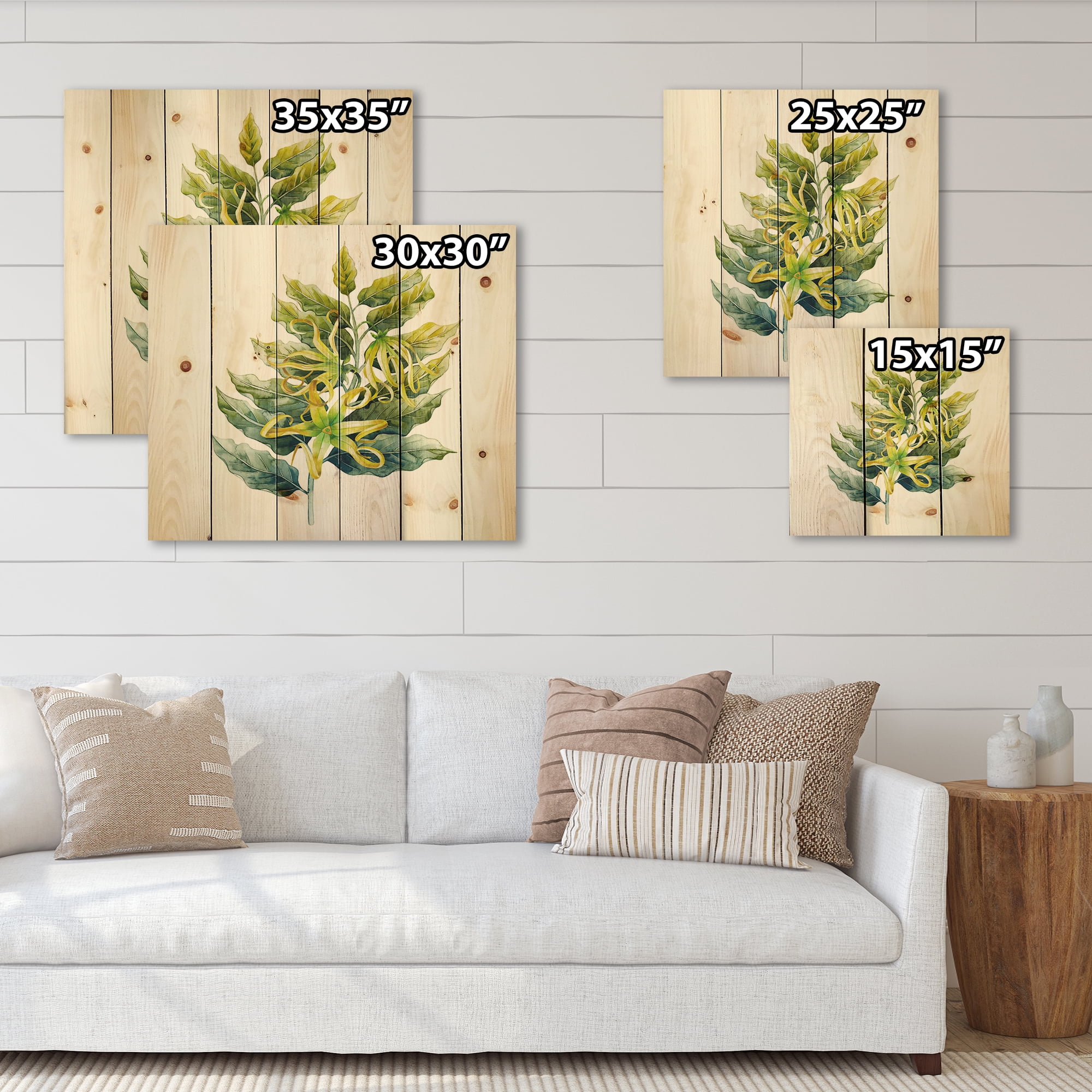 Designart 'Ylang Ylang Flower On White' Traditional Print on Natural Pine Wood