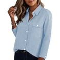 thumbnail image 2 of Ixbnca Striped Button down Shirts for Women Long Sleeve Collared Business Office Work Dressy Blouses, 2 of 6