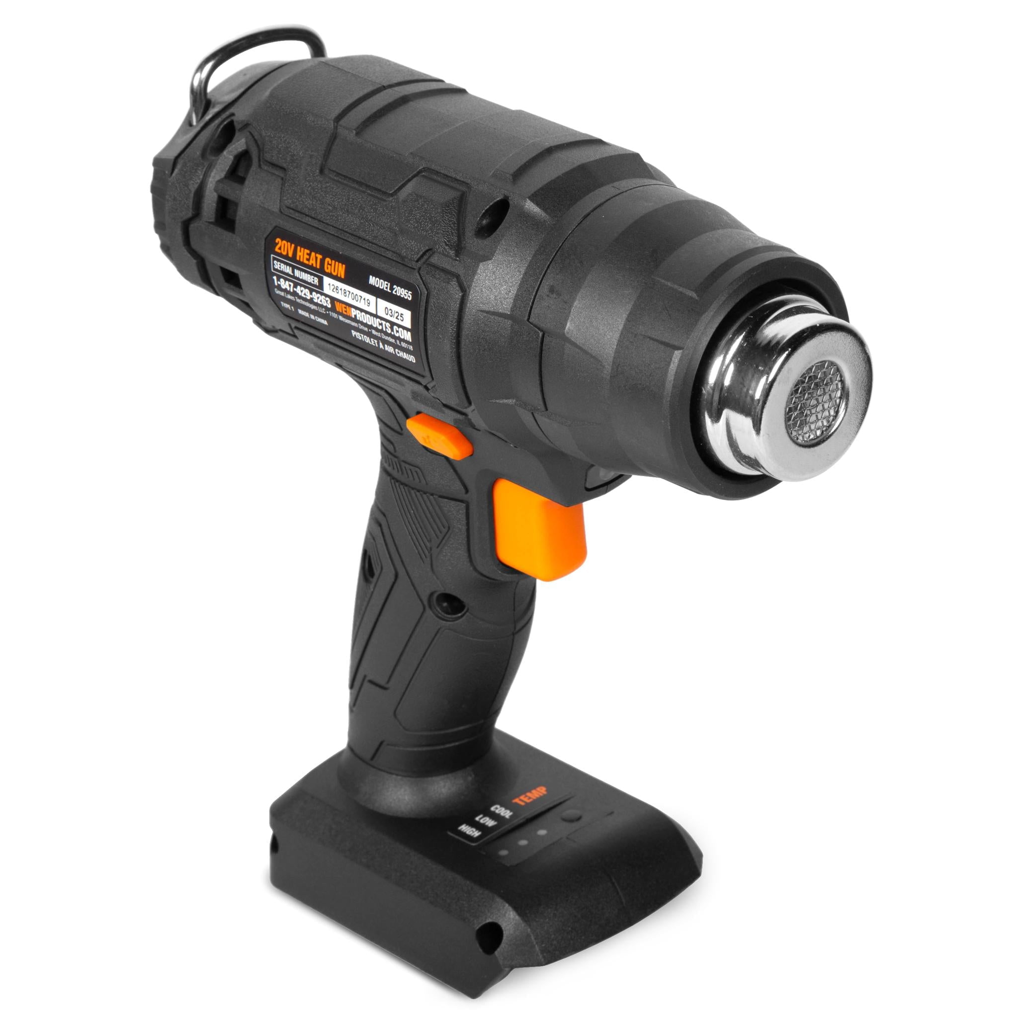 WEN 20V Max Cordless Compact Dual-Temperature Heat Gun (Tool Only – Battery Not Included)
