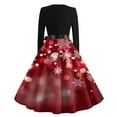 thumbnail image 6 of Christmas Dresses for Women Women's Casual Fashion Round Neck Long Sleeve Christmas Printed Party Vintage Long Dresses for Holiday Gathering,Black,L, 6 of 7