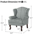 thumbnail image 2 of UIXE High Back Accent Chair, Upholstered Armchair in Fabric with Solid Wood Legs, Retro Arm Chair Comfy Single Sofa Reading Seat for Living Room, Stripe Gray, 2 of 6