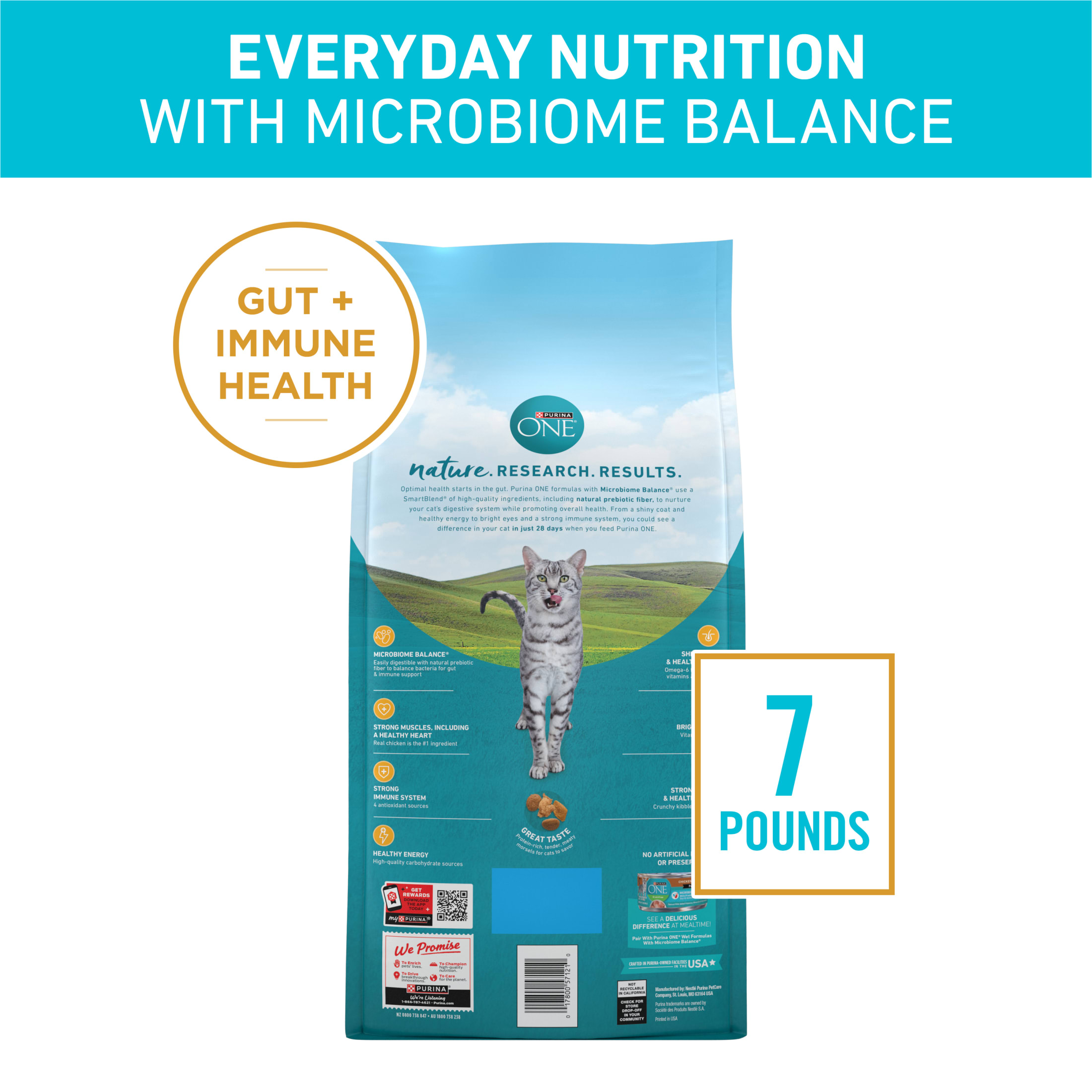 Purina ONE Tender Selects Blend Chicken Dry Cat Food, 7 lb, Pack of 4 photo 7
