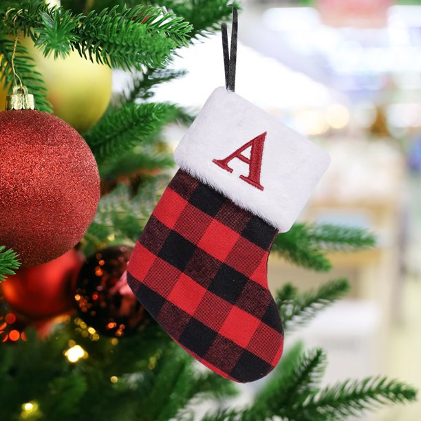 Medias de Punto, Medias de Lana, Letras Bordadas, Bolsa de Regalo para Dulces Infantiles, Bolsa de Regalo para Medias Navideñas