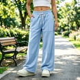 thumbnail image 5 of Costeam Womens Color Stitch Wide Leg Sweatpants Solid Patchwork Panel Casual Trousers Elastic Drawstring Waist Pants with Side Pockets Soft Knit Loungewear Bottoms, 5 of 8
