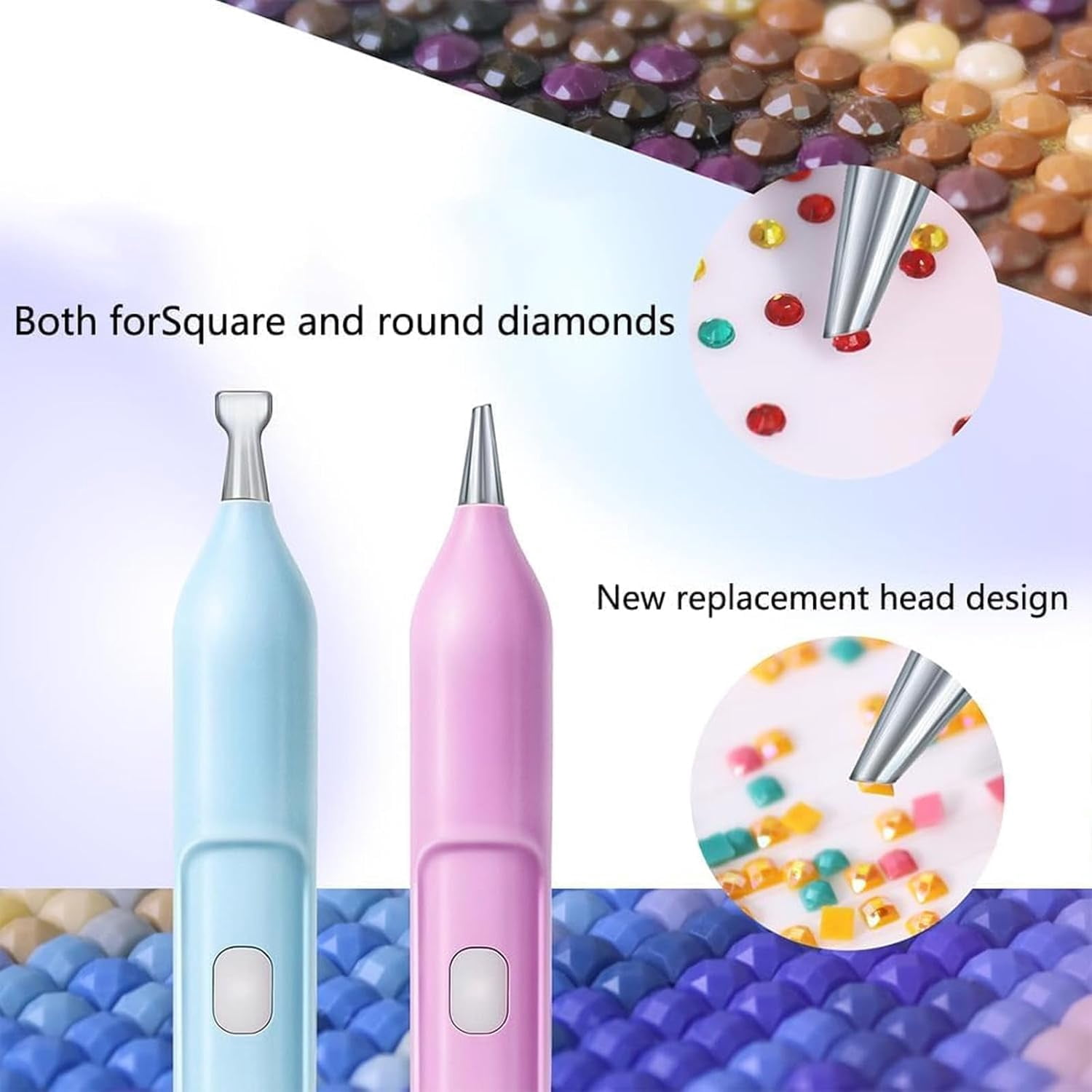 EzyPen - Electric Diamond Painting Pen with Vacuum Technology, IPX5 Waterproof Painter Diamond Art Pens Tools with 2 Replacement Tip & Tray, Adjustable Suction Mode, DIY Art Tool Kits