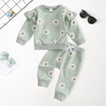 thumbnail image 2 of TOWED22 Infant Toddler Girl Fall Winter Clothes Set Long Sleeve Cute Sweatshirt and High Waist Pants Print Outfits Clothing 2 Piece(Green,12-18 M), 2 of 6