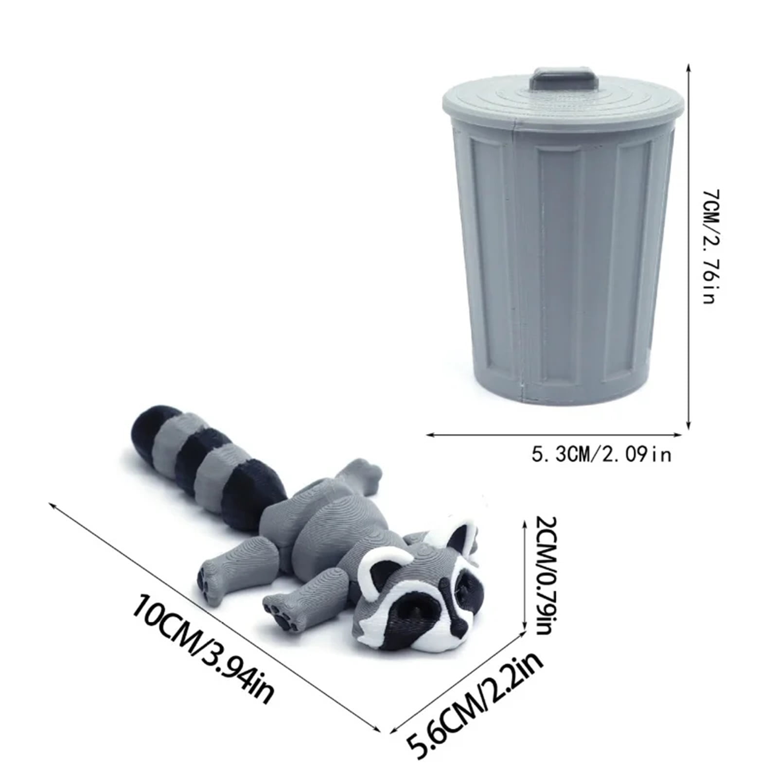 1pc 3D Printed Articulated Raccoon Fidget With Trash Can - Multi-Jointed Movable Decor, Desktop Home Model Ornament