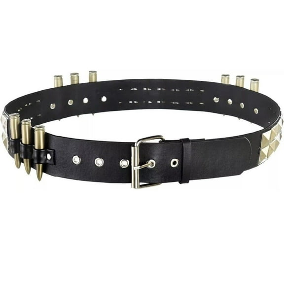 Punk Stud & Bullet Black Belt Halloween Adult Party Costume Accessory 32”