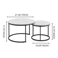thumbnail image 4 of Round Nesting Table with Metal Frame,Coffee Table with Space-Saving,Side Tables for Living Room,Bedroom,White, 4 of 8