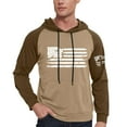 thumbnail image 3 of Men's Casual Flag Print Hooded Sweatshirt, Drawstring Pullover with Long Sleeves and Front Pockets, Fall Spring Street Style Daily Wear,Light Brown,5XL, 3 of 7