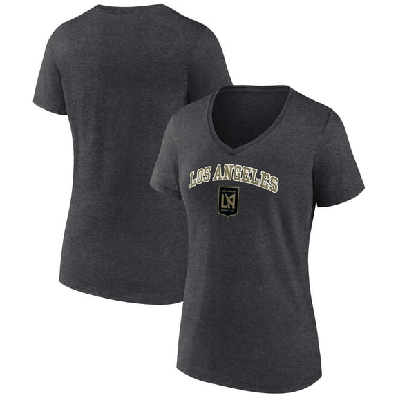 Women's Charcoal LAFC Heart and Soul V-Neck T-Shirt