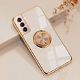 thumbnail image 2 of for Galaxy S21 Case with Ring, Built-in Rotation Finger Ring Kickstand Cover with Shiny Plating Rose Gold Edge Work with Magnetic Car Mount Slim Thin Bumper Case for Women Girls Rose Gold, 2 of 14