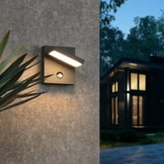 Inowel Outdoor Wall Light Fixture with Adjustable Lamp Head, Motion Senor LED Wall Sconce Aluminum Modern Exterior Wall Lamp IP54 3000K for Porch Doorway Garage, Dark Grey