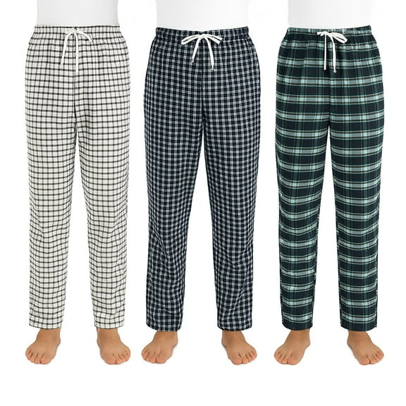 BenBen Men's Pajamas Flannel Plaid Cotton Perfect for Sleep & Loungewear - 3 Pack