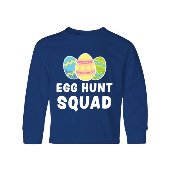 Inktastic Egg Hunt Squad with Easter Eggs Long Sleeve Youth T-Shirt
