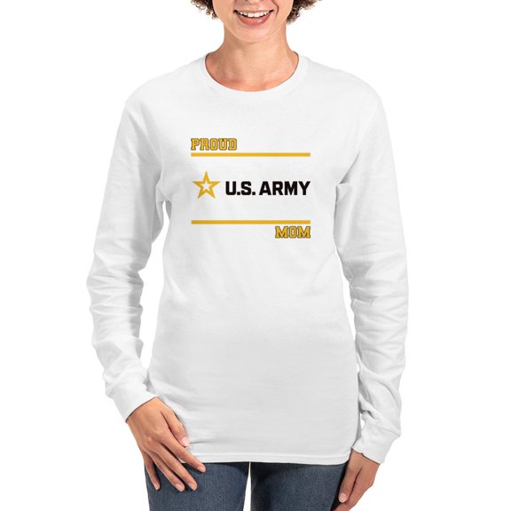 CafePress - Proud Army Mom Black And Gold Long Sleeve T Shirt - Women's Long Sleeve Graphic Casual T-Shirt