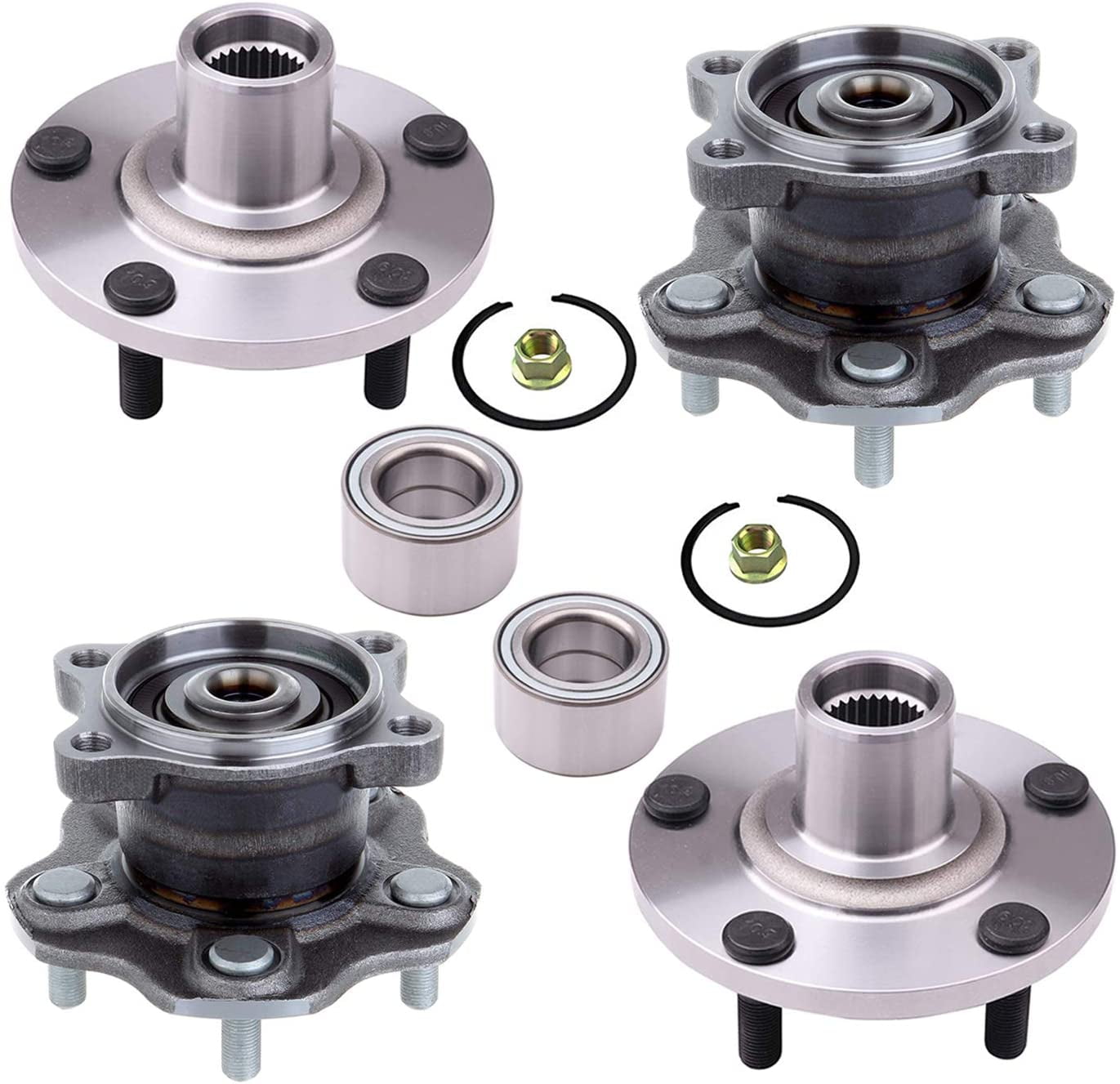 (4) Front Wheel Hub and Bearing Repair Kit and Rear Wheel Hub and Bearing Assembly for 20022006