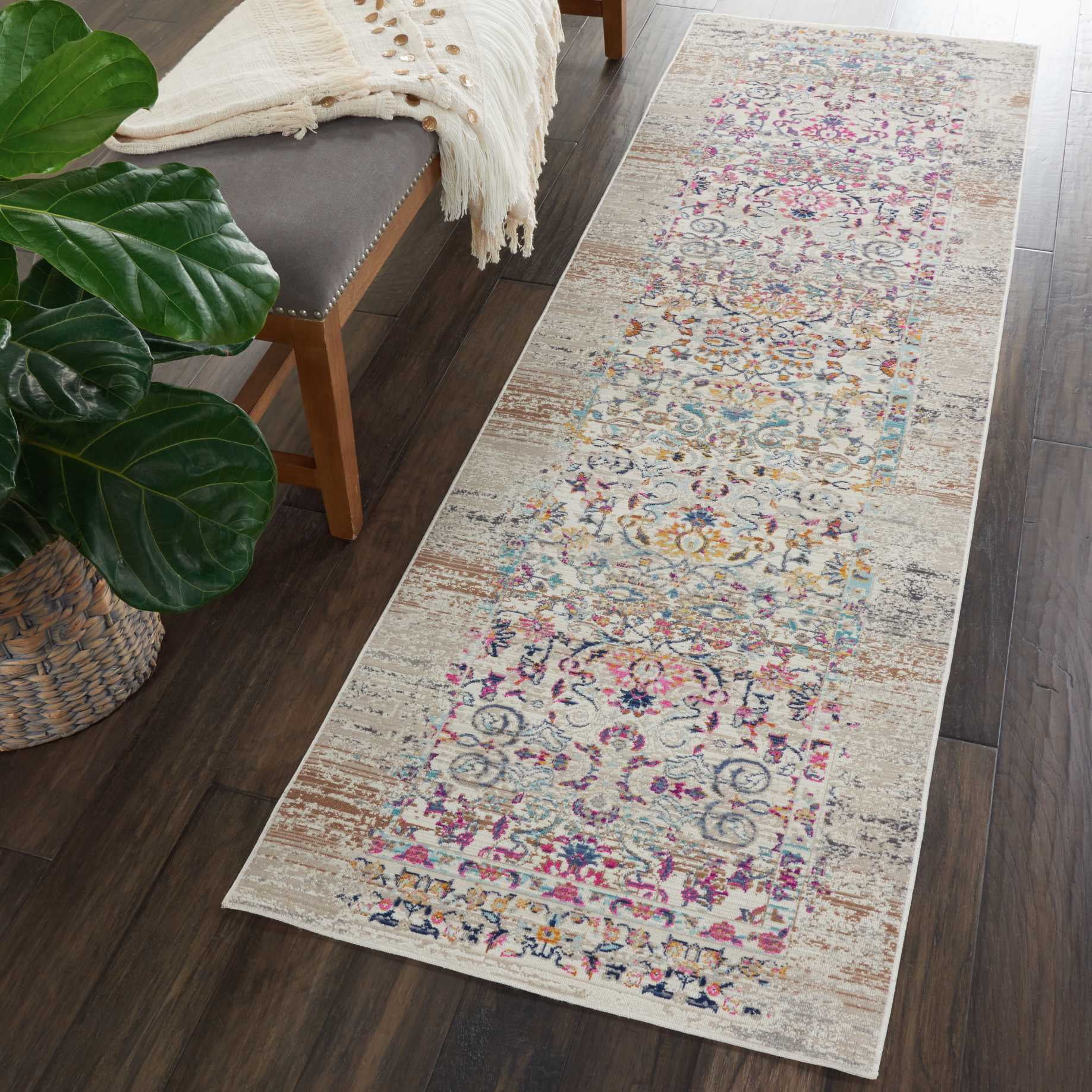 Nourison Vintage Kashan Boho Bordered Ivory Area Rug - Walmart.com