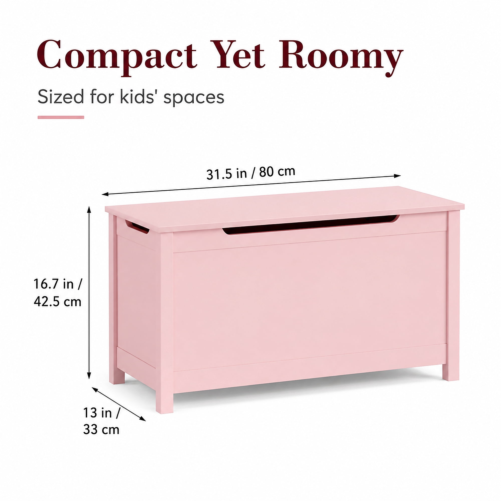 Miniyam Toy Storage Bench with Lid, Kids Toy Box and Storage Chest for Bedroom, Playroom, Nursery, Pink