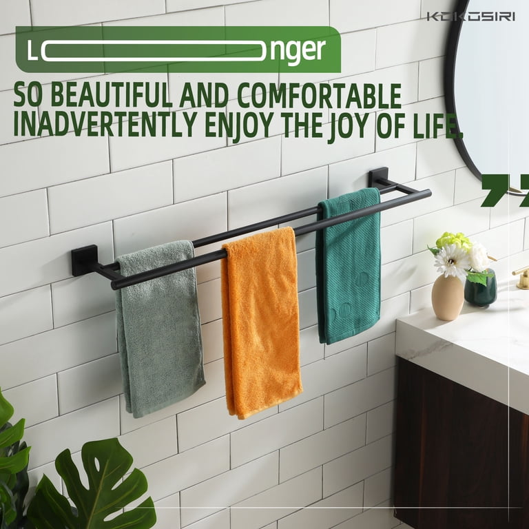 KOKOSIRI 24" Towel Bar & Toilet Paper Holder Set - Matte Black, SUS 304 Stainless Steel, Easy Install