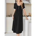 thumbnail image 4 of KISSGAL Nightgowns for Women Button Front Henley Neck House Dress Short Sleeve Soft Pajamas Dress Sleepwear, 4 of 8