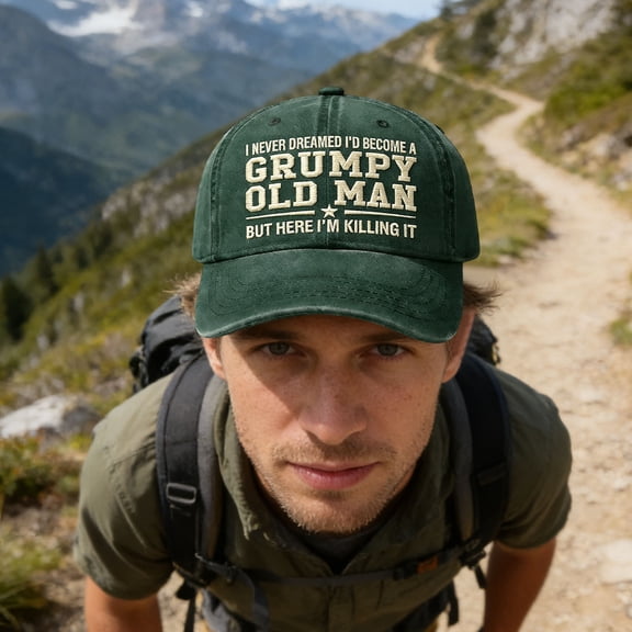 YOHAVEN Embroidered Humorous Baseball Cap, I Never Thought I Become A Hot Tempered Old Man, Breathable Adjustable Six-Panel Hat For Daily Outdoor Leisure, Funny Gift For Men Women, Washable Durable