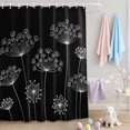 thumbnail image 2 of Shower Curtain White Dandelion Shower Curtains for Bathroom Decor, Waterproof Polyester Shower Curtain Set with Hooks, Small Stall Size 36" x 72" Black, 2 of 9