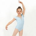 thumbnail image 6 of CQONEPT Ballet Dance Dress for Girls Short Sleeved Gym Bodysuit Leotard Skirt Comfortable Stretchy Tops Light Blue 9-10 Years, 6 of 6