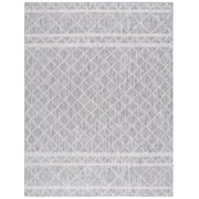 SAFAVIEH Courtyard Joyce Geometric Indoor/Outdoor Area Rug, Light Grey/Dark Grey, 9' x 12'