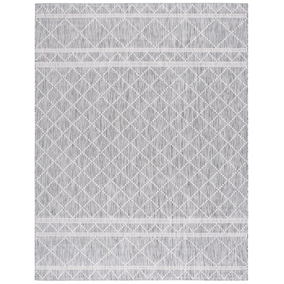 SAFAVIEH Courtyard Joyce Geometric Indoor/Outdoor Area Rug, Light Grey/Dark Grey, 9' x 12'